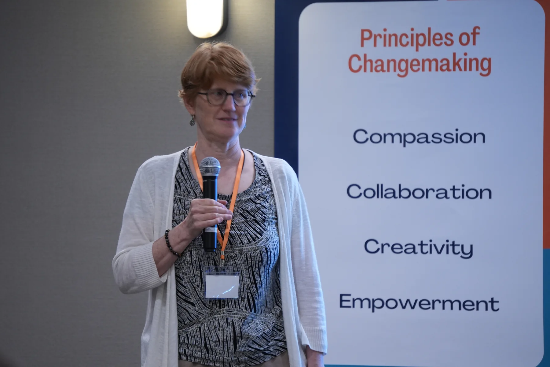 Miriam presenting to a group.